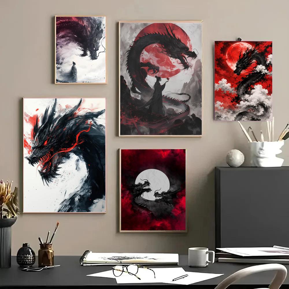 Esports Gaming Lounge - Black Dragon Poster Waterproof Stickers Painting