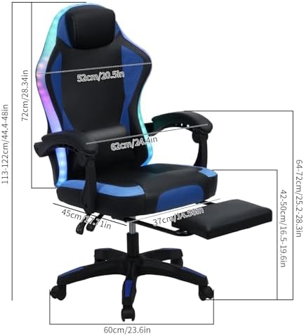 RGB LED Ergonomic Gaming Chair - Rgb Gaming Chair 评论和价格