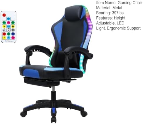 RGB LED Ergonomic Gaming Chair - Rgb Gaming Chair 评论和价格