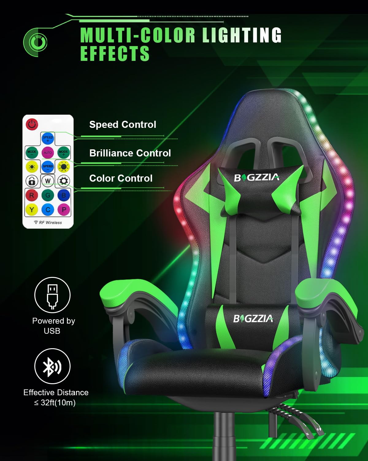 Gaming Chair with RGB LED Ligh - Rgb Gaming Chair 评论和价格
