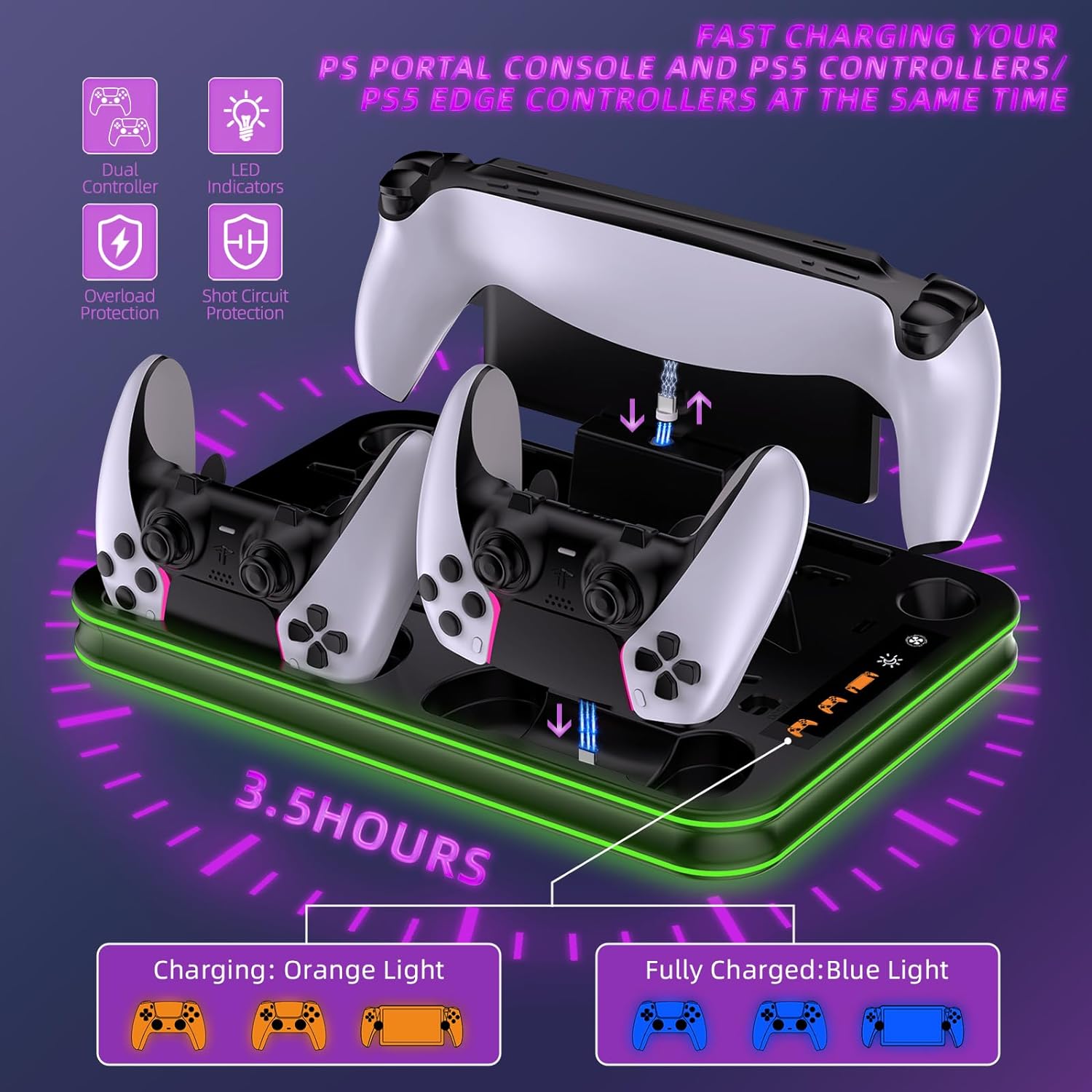 Charging Dock for PS 5 PortalP - Controller Charging Stand 评论和价格