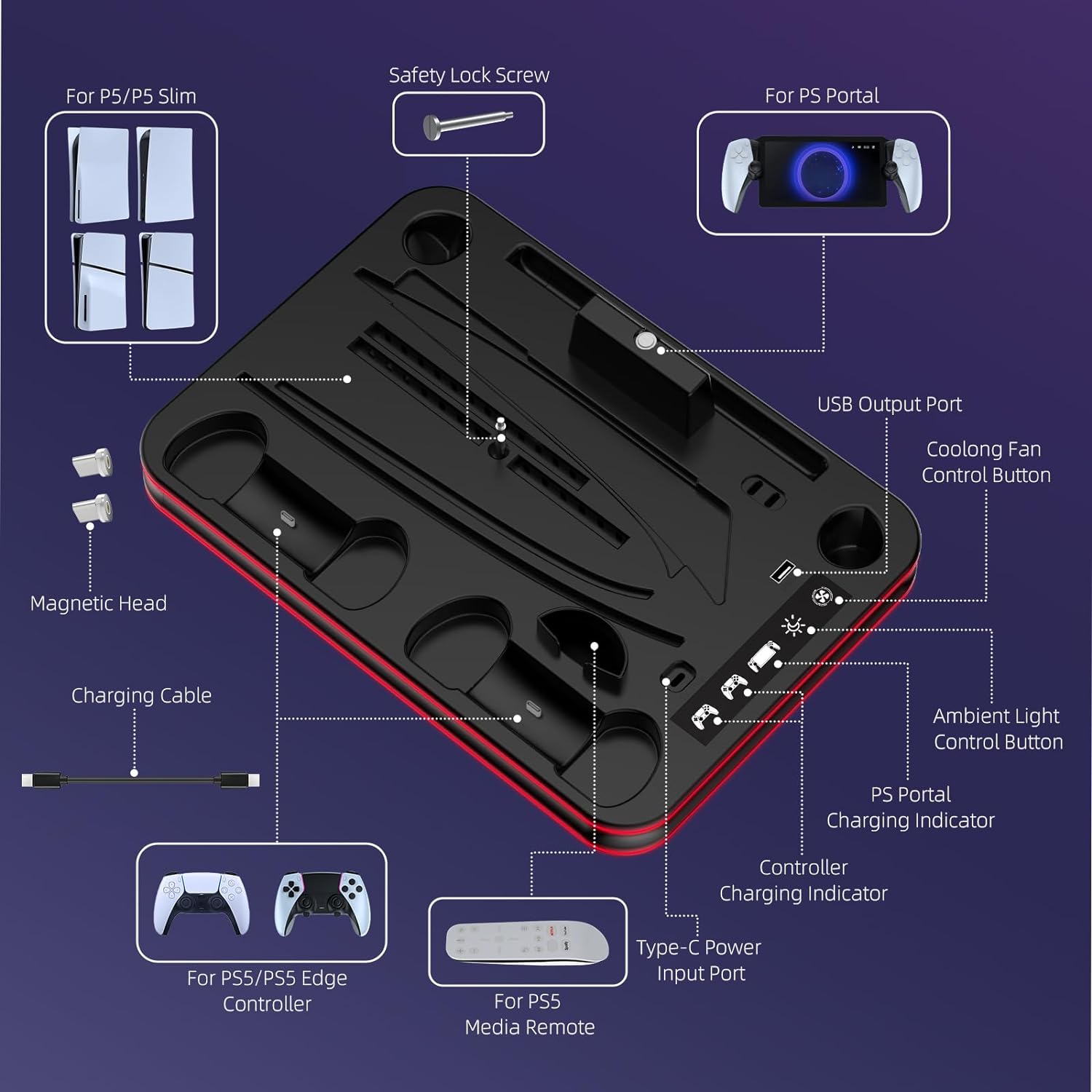 Charging Dock for PS 5 PortalP - Controller Charging Stand 评论和价格